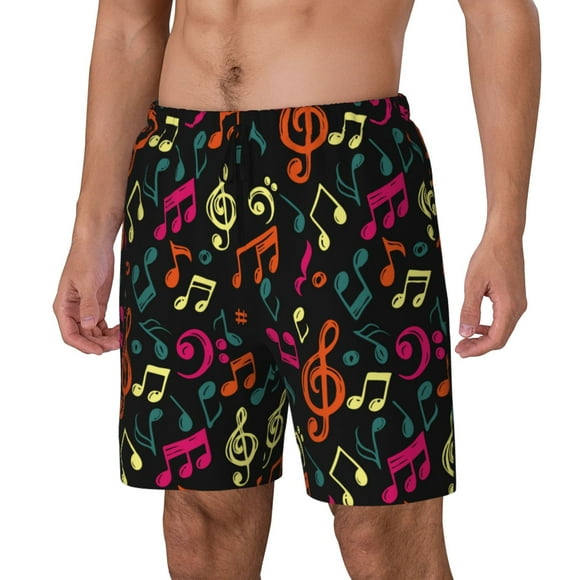 Balery Music Notes Bañador para hombre, shorts de playa de secado rápido con entrepierna y forro de compresión-3X-Large