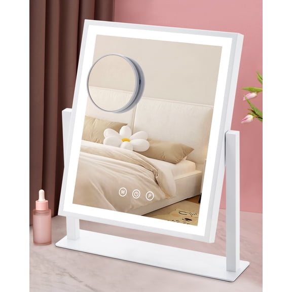 DECLUTTR Lighted Makeup Mirror, Hollywood Vanity Mirror with Lights, LED 10x Magnifying Mirror, White