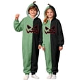 thumbnail image 2 of KKBOTIVE Boys Girls Split‑Color Evil Halloween Matching Hooded Zip‑Up Onesie Cute Soft Fleece for Halloween Party Coffee 11-12Y, 2 of 3