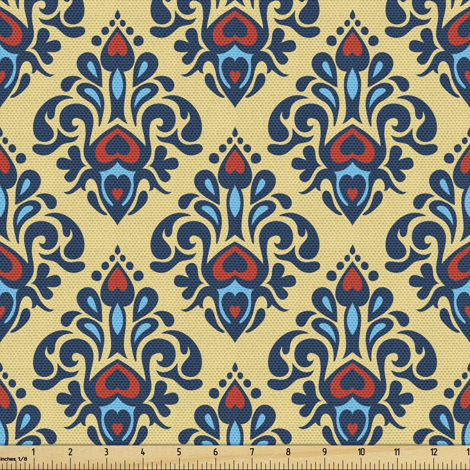 Damask Fabric by the Yard, Antique Design Baroque Traditional Medieval