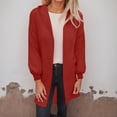 thumbnail image 2 of Ediodpoh Hooded Cardigan Sweaters for Women Fall Open Front Knit Winter Outerwear with Pockets Soft and Warm Red M, 2 of 5