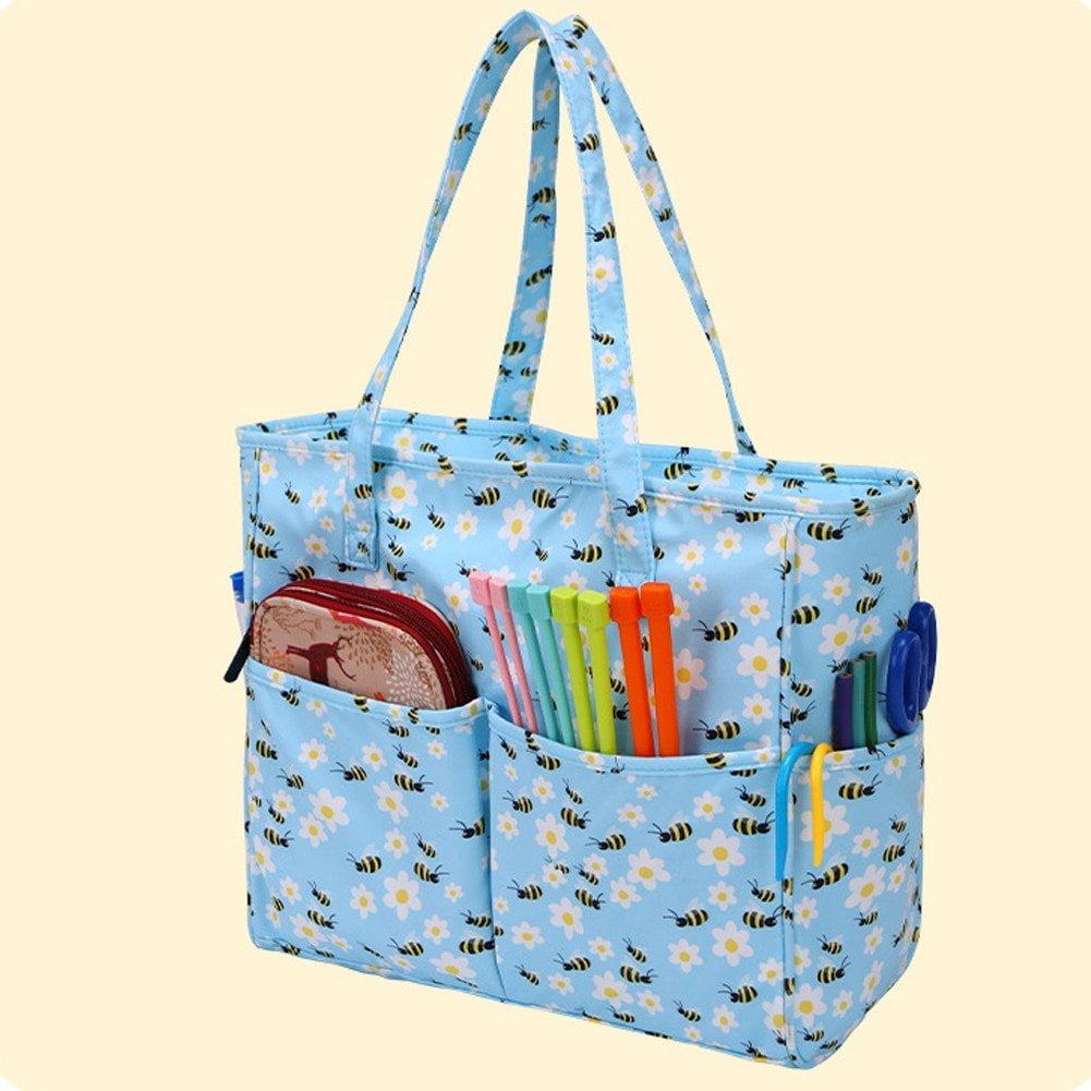 Crochet Bag Yarn Storage Tote Bag,Knitting Bag with Multiple Pockets for Store Yarn Balls and Knitting Crochet Accessories,Portable Travel Yarn Bag/Lightweight/Waterproof