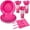 Hot Pink, variant on 175 Pcs Iridescent Party Plates and Napkins, Iridescent Party Decorations Include Scalloped Holographic Paper Plates and Napkins Set for Birthday, Mermaid, Disco, Frozen