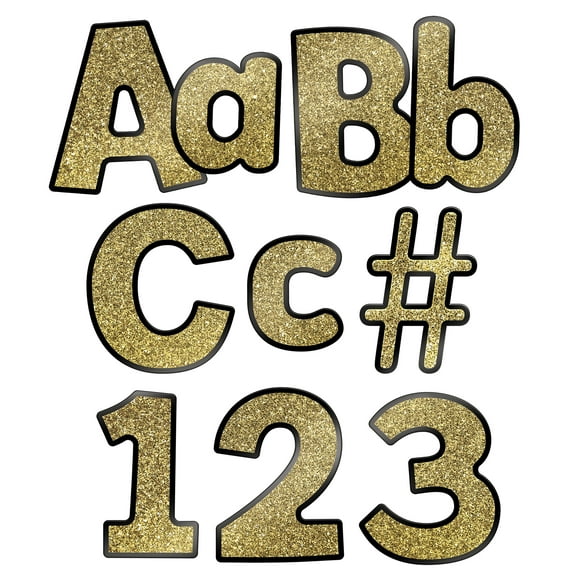 Carson Dellosa 4in Gold Glitter Combo Pack Bulletin Board Letters (219 pieces)