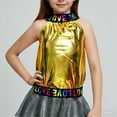 thumbnail image 2 of Miluxas Girls Sparkly Sequin Tops Mock Neck Blouse Sleeveless Shiny Tank Top Sleeveless Glitter Outfits Party Shirt Gold 13-14 Years, 2 of 6