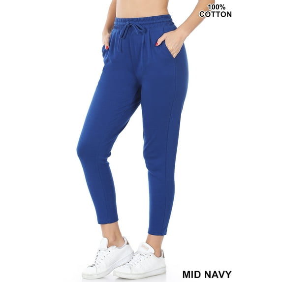Women & Plus Cotton Elastic Waistband Athletic Ankle Length Jogger Sweatpant (MID NAVY, 2X)