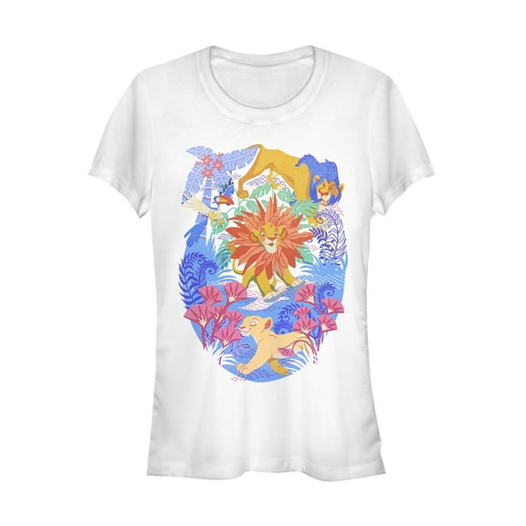 Junior's Lion King Artistic Jungle Journey Graphic Tee White X Large