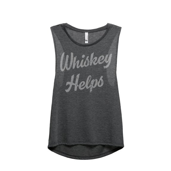Whiskey Helps Women's Fashion Sleeveless Muscle Tank Top Tee Charcoal Grey Small