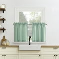 thumbnail image 6 of Mainstays 3-Piece Textured Semi Sheer Rod Pocket Kitchen Window Tier Pair and Valance, 2 Café Curtains and 1 Curtain Valance, Aqua, 56"W x 36"L, 6 of 8