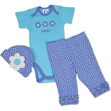 Newborn Girls' 3-piece Bodysuit