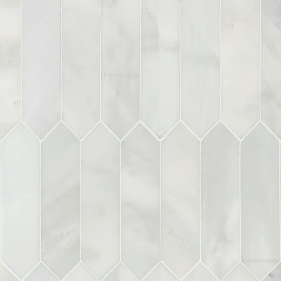 MSI Arabescato Carrara Picket 10.63 in. x 12 in. x 10mm Honed Mesh-Mounted Mosaic Marble Tile (8.9 sq. ft./Case)
