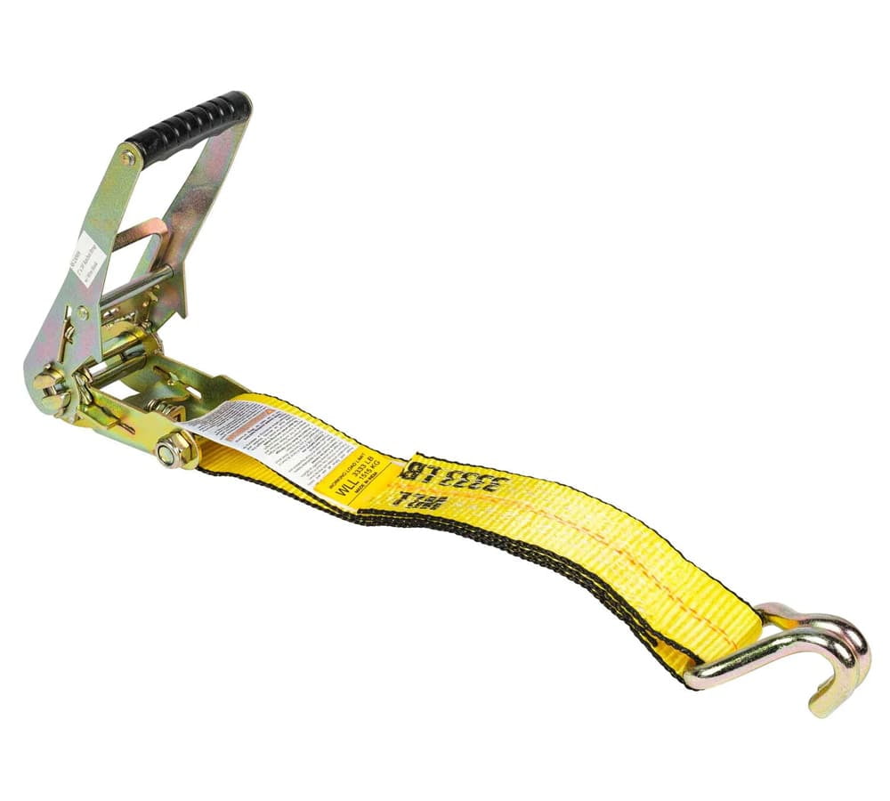 (4 Pack) 2 Inch x 30 FT Yellow Ratchet Strap with J Hooks - 10,000 Lbs Breaking Strength - Heavy Duty Tie Down Cargo Truck Straps with Wire Hooks for Flatbed, Truck, Trailers Pickup