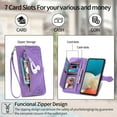 thumbnail image 5 of Dteck Case for Samsung Galaxy A53 5G,Magnetic Leather Card Holder Zipper Wallet Case Shockproof Rubber Kickstand Cover with Wrist Strap,Purple, 5 of 7