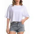 thumbnail image 2 of Women's Loose Fit Crop Top T-Shirt - Soft Comfortable Short Sleeve Tee for Workout/ Gym/ Casual Wear, 2 of 5