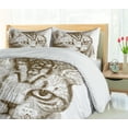 thumbnail image 5 of Ambesonne Cat Duvet Cover Sets, Portrait of a Kitty Hipster, 2-King, Green Brown White, 5 of 7