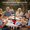 thumbnail image 3 of Round Outdoor Tablecloth with Umbrella Hole and Zipper, Beige Gnomes Daisy Tablecloth with Elastic Waterproof, Pastoral Country Garden Floral Patio Table Covers for 36" - 44" Picnic Pool Tables, 3 of 9