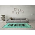 thumbnail image 3 of Ahgly Company Machine Washable Indoor Square Oriental Turquoise Blue Industrial Area Rugs, 7' Square, 3 of 4