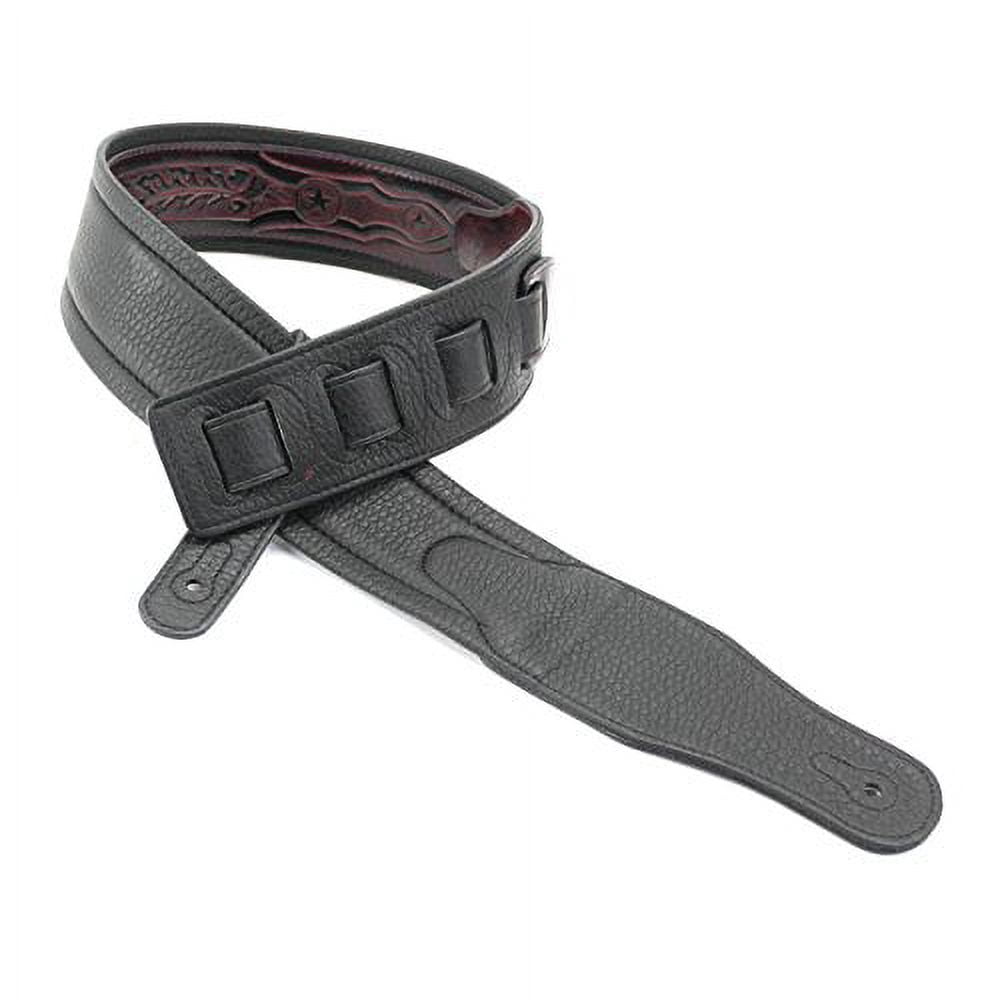 Walker & Williams GB-163 Oxford Brown Padded Guitar Strap with Oak Leaves & Texas Star