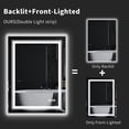 thumbnail image 3 of Wisfor Bathroom Mirror with LED Light: 24x32 Inch Wall Lighted Mirror Illuminated Anti-Fog Dimmable Makup Mirror with Smart Sensors Vertical and Horizontal, Front Light + Backlit, IP65 Rated, 3 of 8