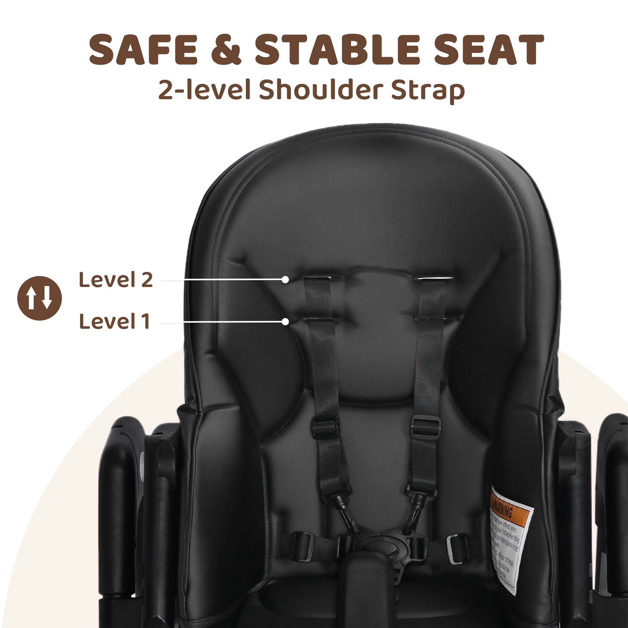 AILEEKISS Foldable High Chair for Baby, Toddler Eating Chair with Detachable Double Trays, Black