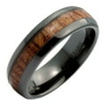 thumbnail image 1 of Black 6mm Ceramic Wedding Band Inlay Made of Real Koa Wood, 1 of 4