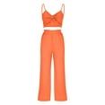thumbnail image 6 of REORIAFEE Sweatsuits for Women Set 2 Piece Tracksuit Set Gym Outfits Women's Fashion Sexy Summer Casual Sleeveless V Neck Blouses Trousers Two Piece Set Orange L, 6 of 9