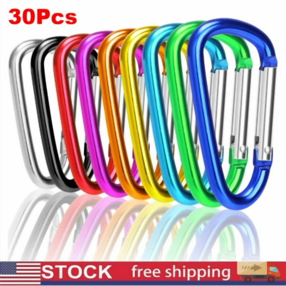 30pcs Heavy Duty Alloy Carabiners, Durable Clip Buckle, Perfect For Camping -NEW
