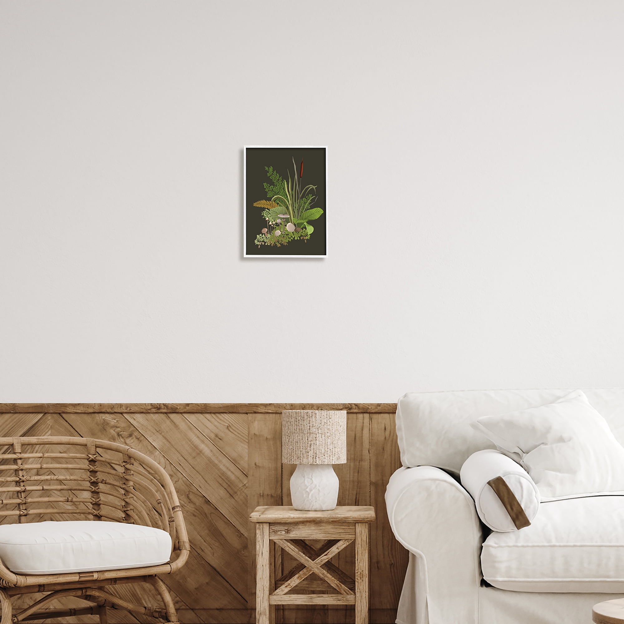Stupell Industries Natural Forest Floor Botanical Arrangement Mixed Mushrooms Ferns Graphic Art White Framed Art Print Wall Art, Design by House of Rose