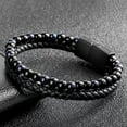 thumbnail image 6 of RSAMD Fashion Men Natural Stone Bead Leather Stainless Steel Magnetic Clasp Bracelets-Style 2, 6 of 9