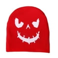 thumbnail image 2 of FAWUUDO Halloween Beanie Hats Adults Pumpkin Face Knitted Cap Halloween Decoration Outdoor Warm and Comfortable Red, 2 of 3