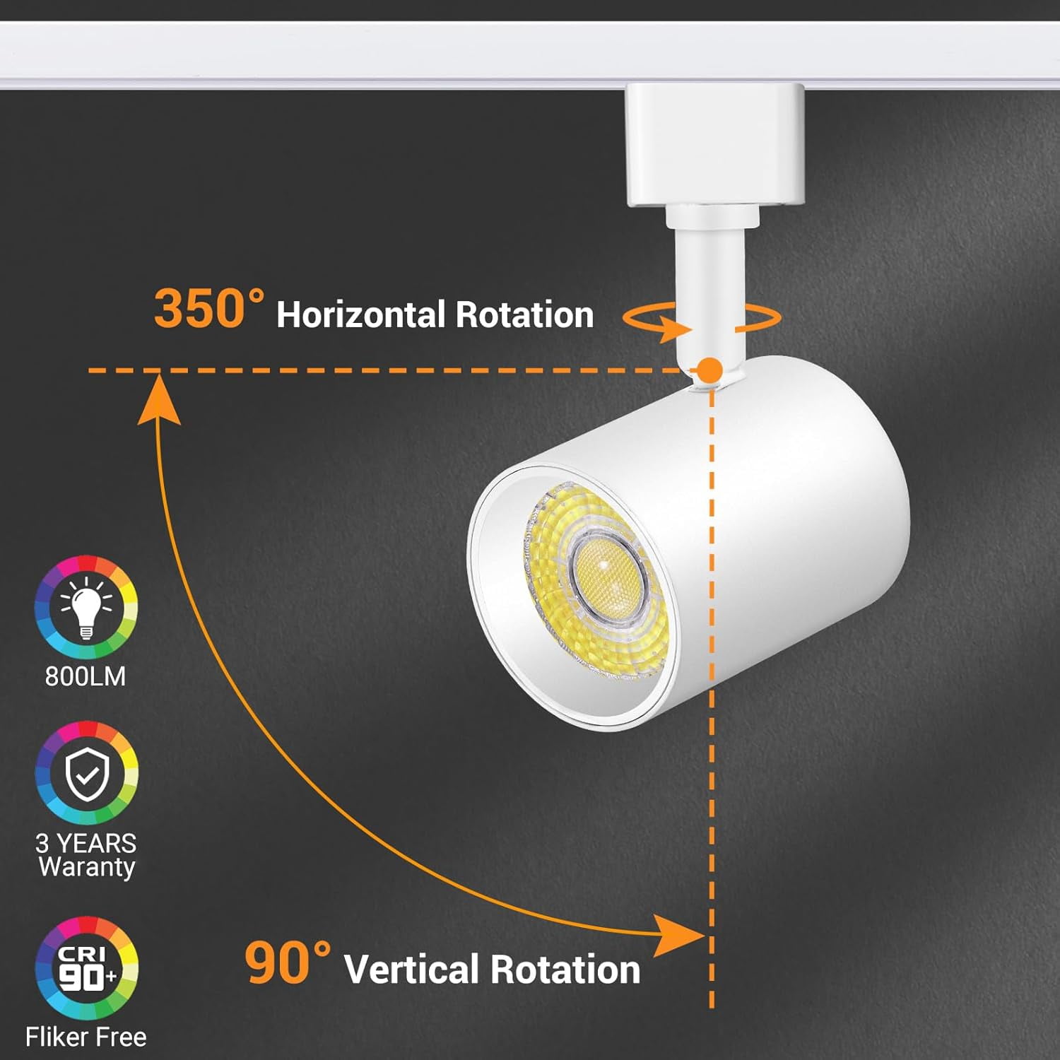VANoopee 5-Color 6-Light LED Track Lighting Kit with 6.6FT H Type Track Lighting Rail, LED Track Light Heads Dimmable Modern Kitchen Track Lighting Fixtures Ceiling Spotlight, CRI90+ 10W 800lm White