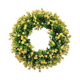 Couronne de verdure printemps/été pour porte d'entrée extérieure, couronnes de Pâques, grande porte pour intérieur, mur, fenêtre, ferme, extérieur, toutes saisons, décoration toute saison (eucalyptus