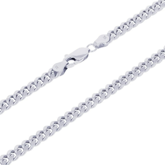 Nuragold 10K Real White Gold Miami Cuban Link 4.5mm Chain Necklace (16"-30") Italian Jewelry for Men & Women