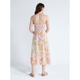 thumbnail image 2 of Free Assembly Women's Cotton Panel Midi Dress with Sweetheart Neckline, Sizes XS-XXL, 2 of 4