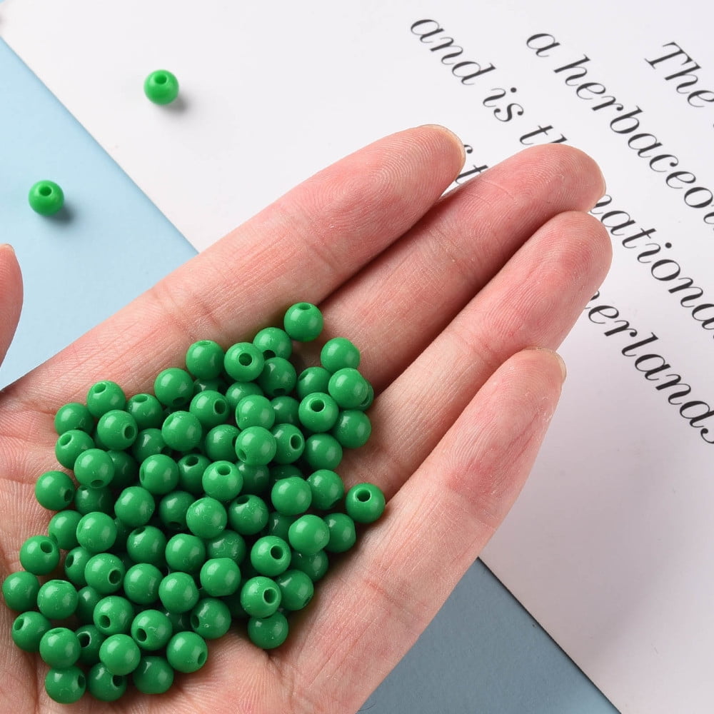 Opaque Acrylic Beads Round Green 6x5mm Hole: 1.8mm 4400pcs/500g