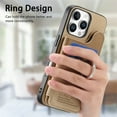 thumbnail image 2 of Designed for iPhone 14 Back Wallet Case with Card Holder Slots, [Rotatable Ring Holder Stand & Secure Grip Ring] [RFID Blocking PU Leather Protection] Shockproof Protective Cover, Khaki, 2 of 12