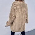 thumbnail image 4 of Long Cable Knitted Sweater Autumn Women Coat Open Front Warm Pullover Pockets Round Neck Outwear Solid Color Cardigan Fashion Loose Knitwear, 4 of 6