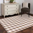 thumbnail image 4 of 2.7x5 Washable Area Rug, Brown White Non-Slip Rectangle Rug for Bedroom Bedside, Grey Buffalo Plaid Texture Indoor Floor Mat for Home Decor, 4 of 9