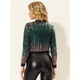 thumbnail image 5 of Chaqueta de lentejuelas para mujer Brillante Ombre Manga larga Cremallera Sparkle Party Bomber Chaquetas Verde azul S, 5 of 6