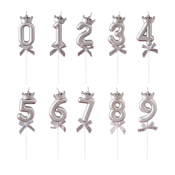 10 Pcs Number Cake Toppers 0-9 Number for Cake Topper DIY Handmade Cakes Sign Decorations for Birthday Party Wedding Anniversary(Silver)