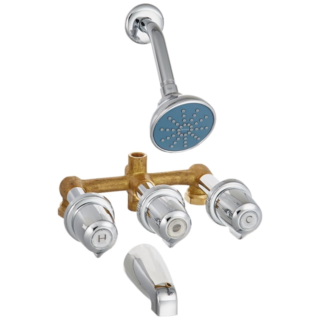 GERBER Ensemble de Plomberie pour Baignoire et Douche à Trois Poignées Chrome