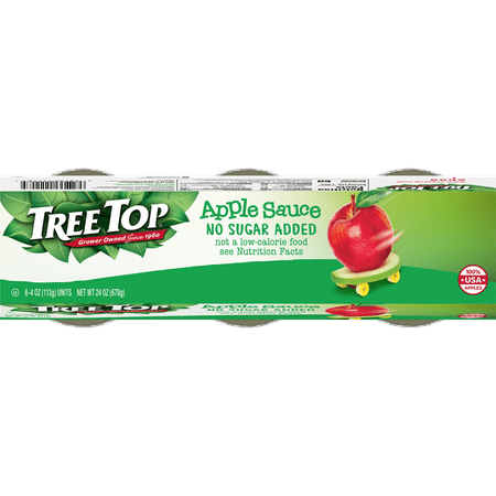 Tree Top Apple Sauce, No Sugar Added, 4 Ounce Cup, 6 Count