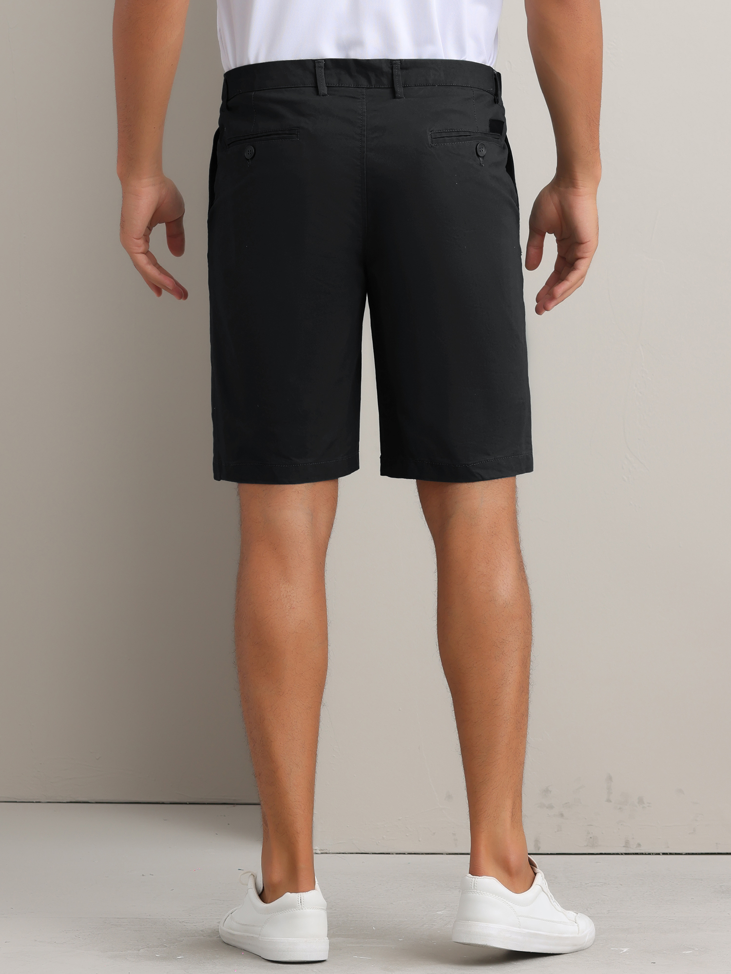 DARING DIVA Men's Solid Button Flat Front Zipper Formal Chino Dress Shorts 28 Black