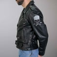 thumbnail image 3 of Hot Leathers JKM2001 Men’s Black ‘Skull And Crossbones' Motorcycle Leather Jacket 42, 3 of 10