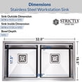 thumbnail image 6 of Strictly Sinks 32 Inch Undermount Workstation Silver Kitchen Sink– 16 Gauge Double Bowl Kitchen Sink with Bottom Grid, Wooden Cutting Board, Colander, 1 Disposal Adapter & 1 Strainer Drain, 6 of 7