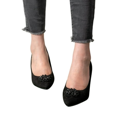 

Josdec Womens Shoes Clearance Shoes Banquet Flower Rhinestone Sexy Super High Pointed Thick Heel