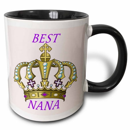 3dRose Royal Crown With Words Best Nana - Two Tone Black Mug,