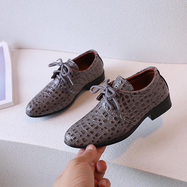 boys grey dress shoes JUMESG Dress Shoes for Toddler Boys Toddler Boys Girls Dress Shoes Leather  Lace Up Wedding School Uniform Loafer Flats Boys Dress Shoes (Gold,25)