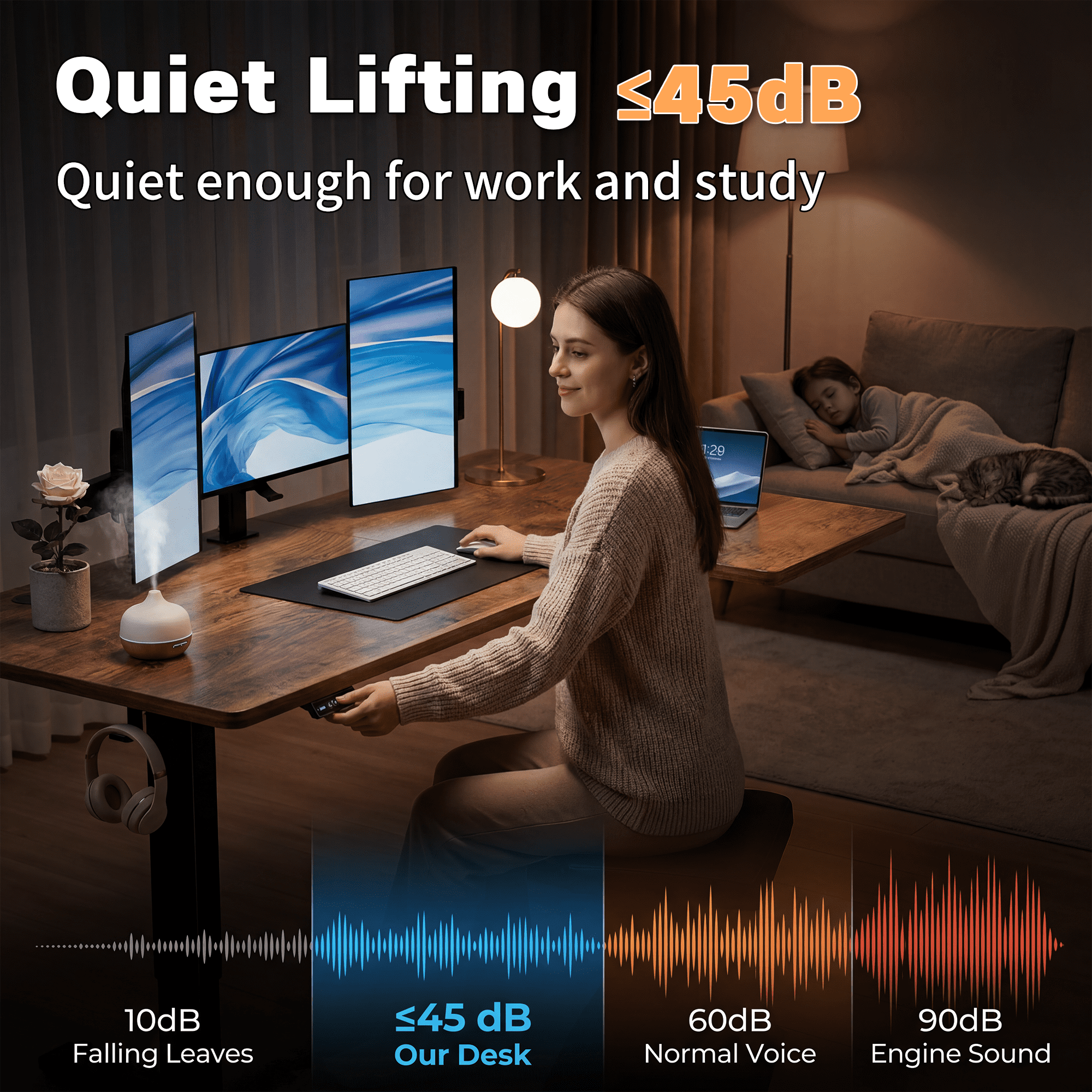 Bashaw 71 Inch Electric L Shaped Standing Desk, Height Adjustable Standing Corner Desk with 3 Memory Presets, Ergonomic Workstation Office Desk for Home/Office