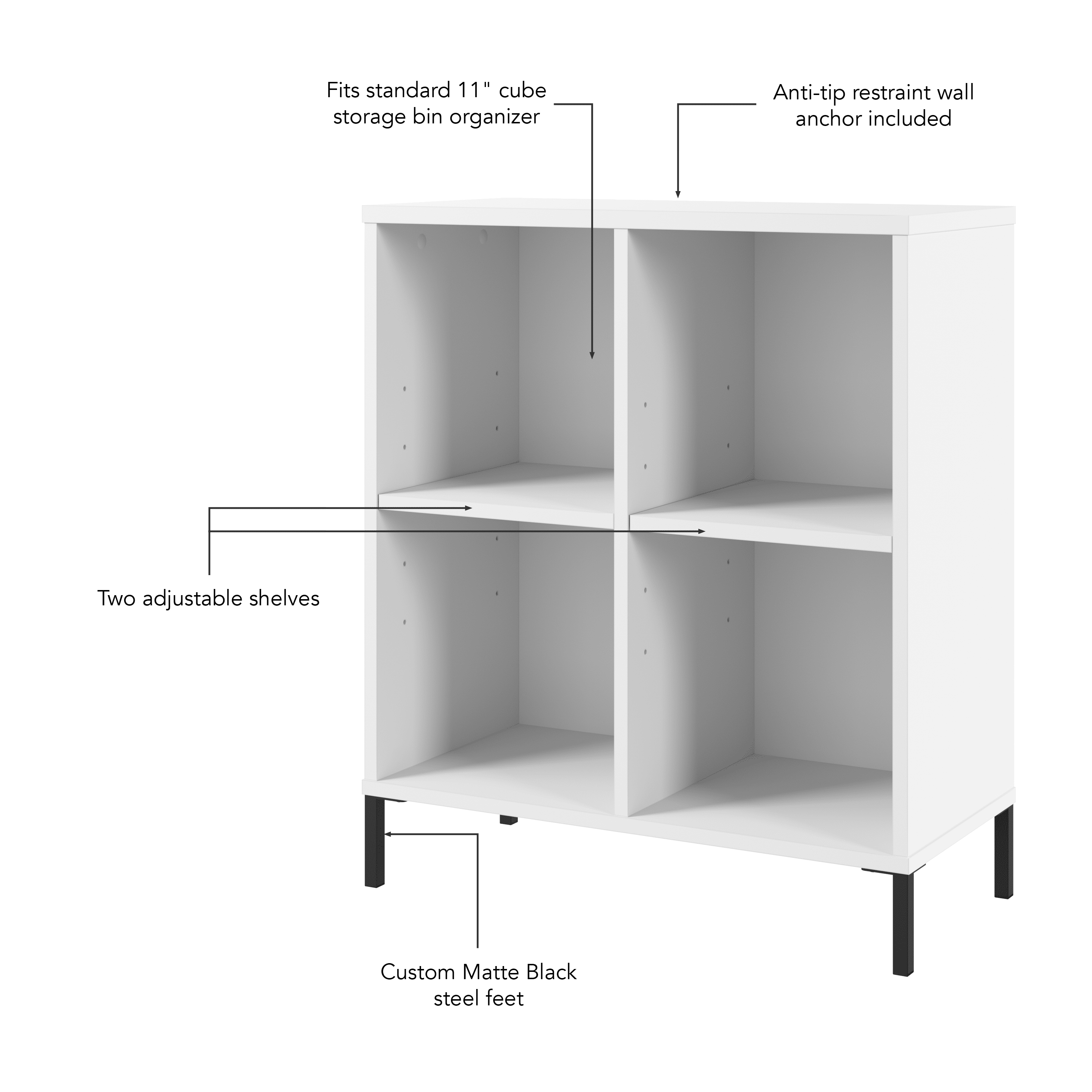 Bush Furniture Soho 4 Cube Organizer in White